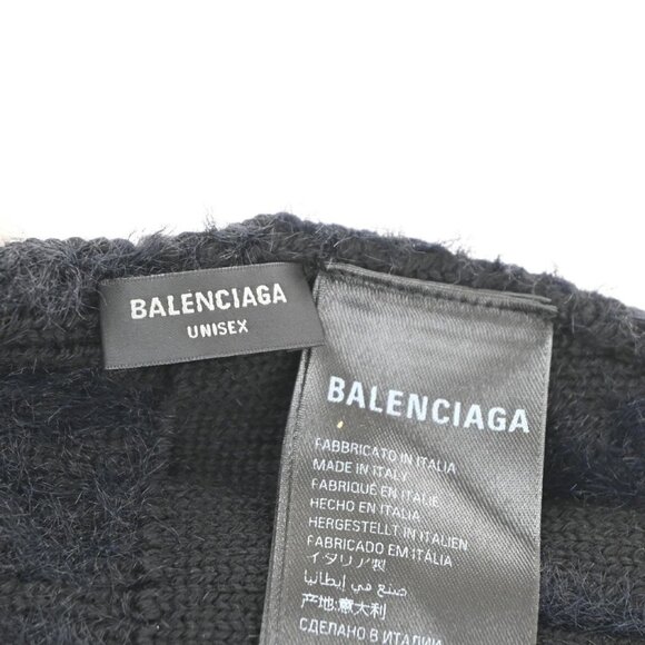 BALENCIAGA LOGO Knit Cap Onesize 55/61 Nylon Wool Fur Black 66RL700 main image 6